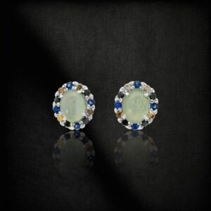 Jadeite & Multigem Halo Earrings