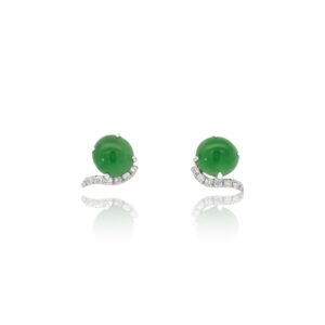 Jadeite & Diamond Stud Earrings