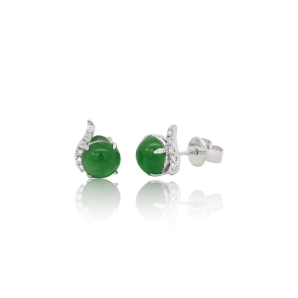 Jadeite & Diamond Stud Earrings - Image 3