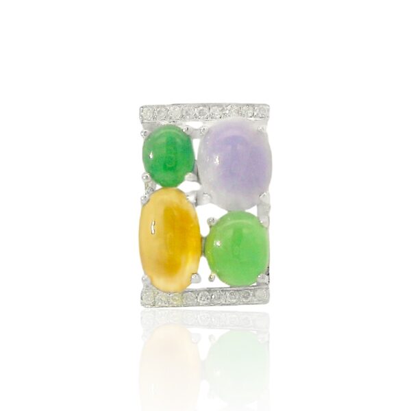 Multicolour Jadeite Pendant with Diamonds