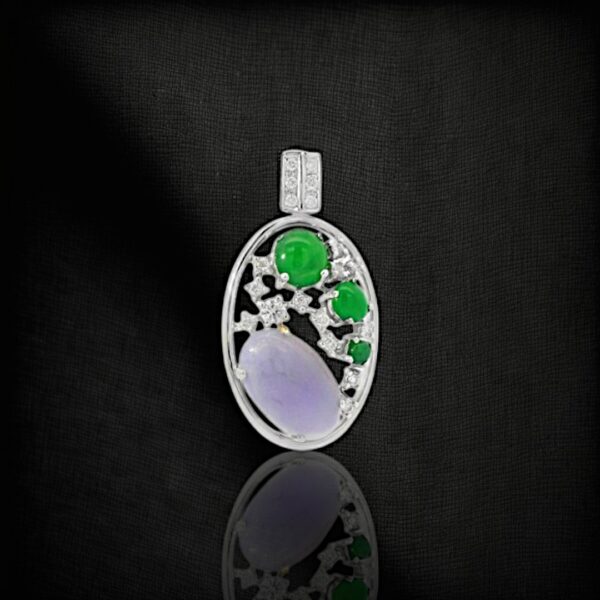 Lavender & Green Jadeite Pendant with Diamonds