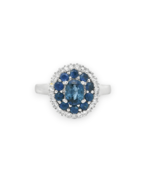 Sapphire Double Halo Ring