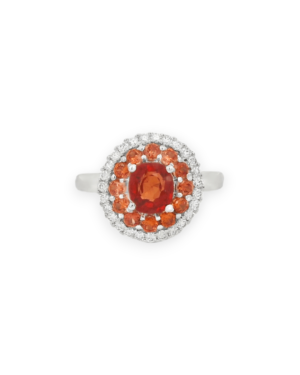 Orange Spinel Double Halo Ring