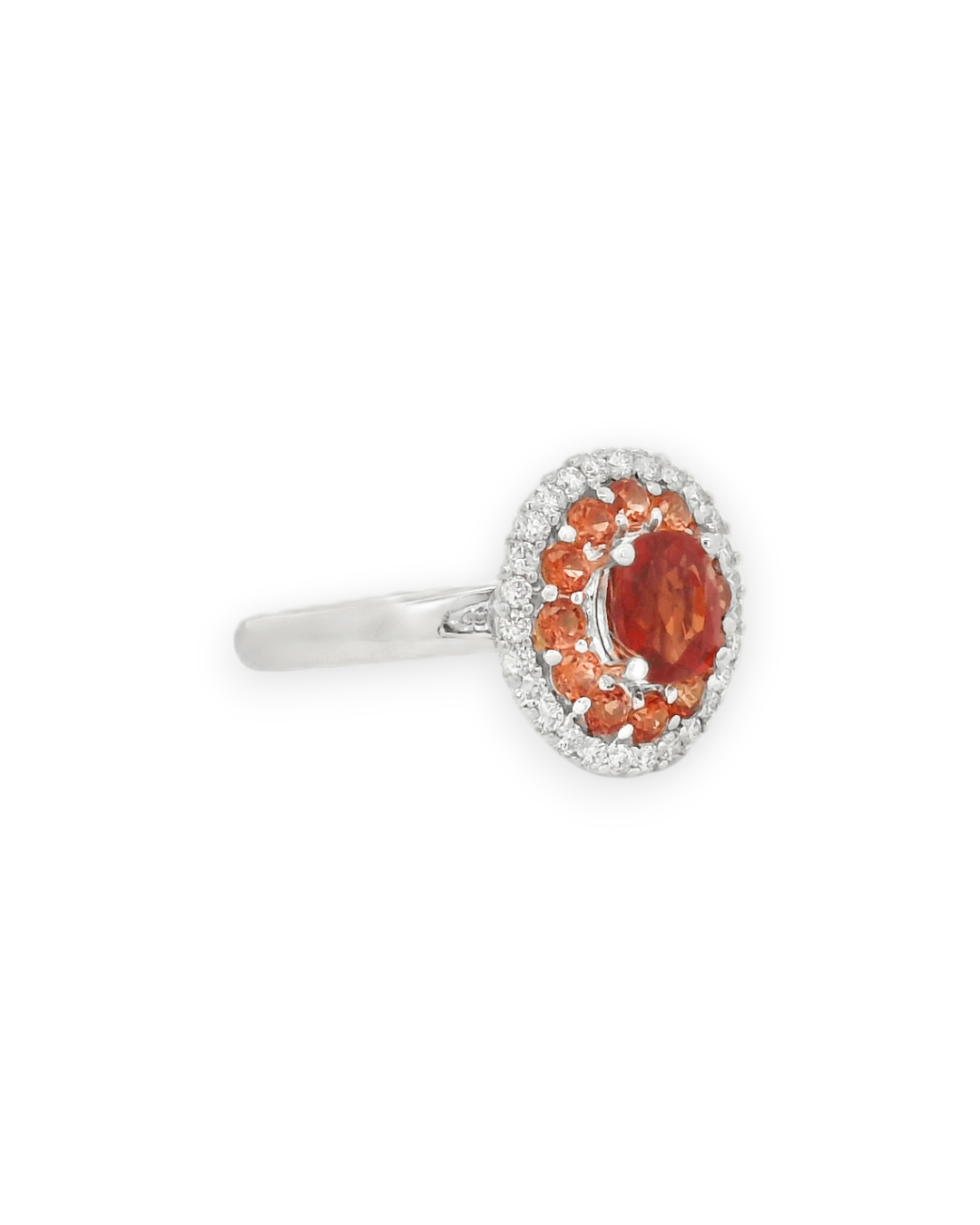 Orange Spinel Double Halo Ring - Image 3