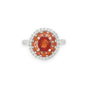 orange spinel double halo ring